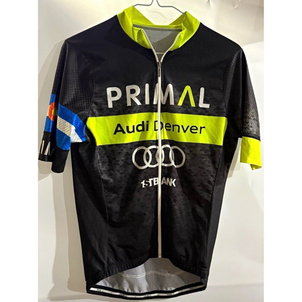 Primal Men's Cycling Jersey Short Sleeve Full Zip Black/Yellow/Blue/White M